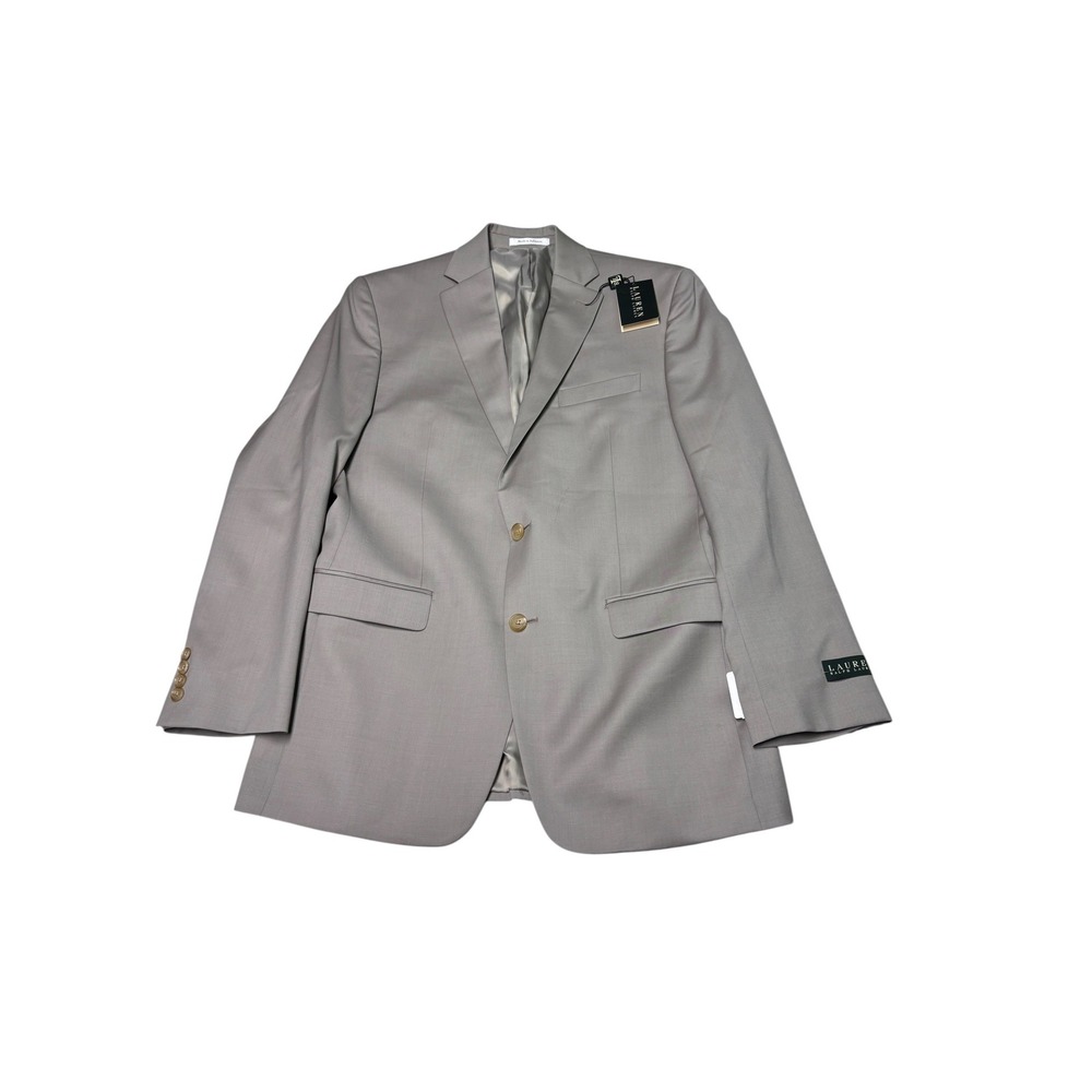 NWT Lauren Ralph Lauren Mens 40L Wool Suit Jacket Blazer Taupe LELA2